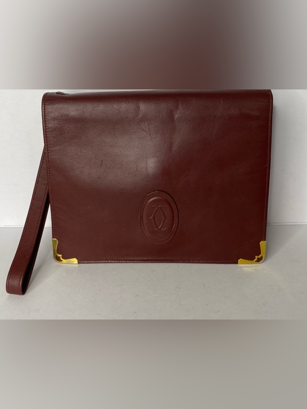 Cartier Vintage Must de Cartier 21 Bordeaux leather Clutch Circa 1990s Authentic - Picture 15 of 17